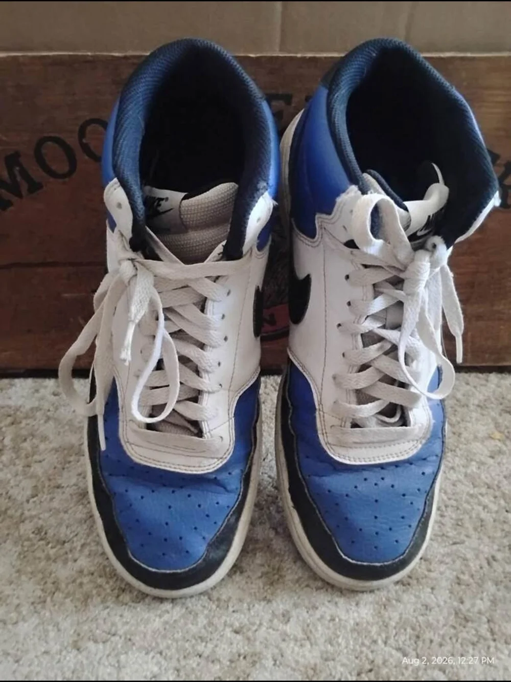 Nike Men’s High-Top Sneakers - White, Blue, Black